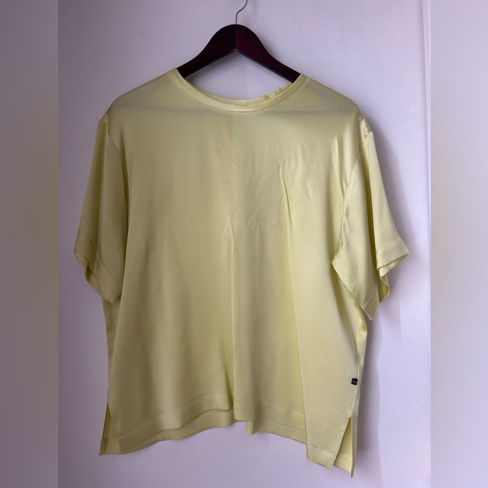 Yellow Silk Short Sleeve Top